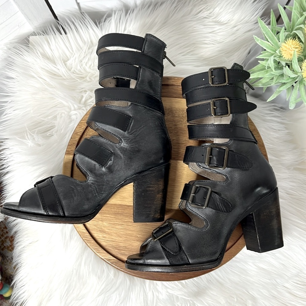 FREEBIRD l Bond Ankle Straps Open Toe Sandal Leather Boot Cowgirl Bohemian Sz. 9 - Picture 10 of 13